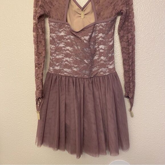 Weissman Dance ballet tutu mauve lavender lace long sleeve dress Why 9740 LC - Picture 3 of 14